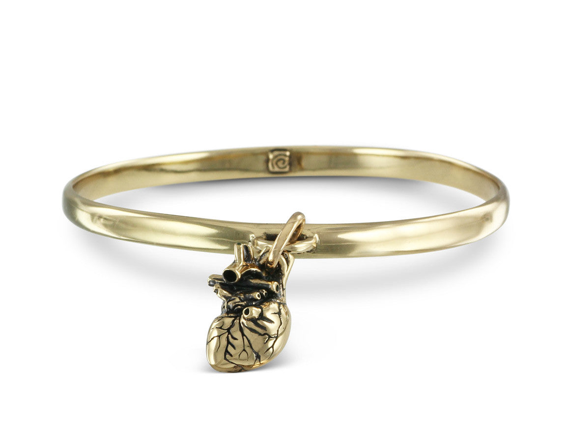 Anatomical Heart Bangle in Bronze