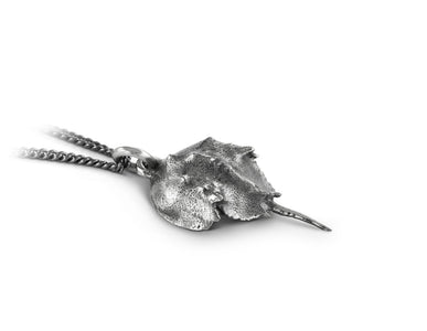 Horseshoe Crab Necklace in Silver - shown on gunmetal chain