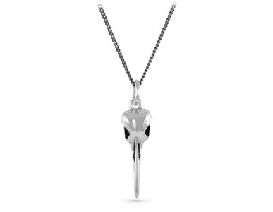 Hummingbird Skull Necklace in Silver - shown on gunmetal chain