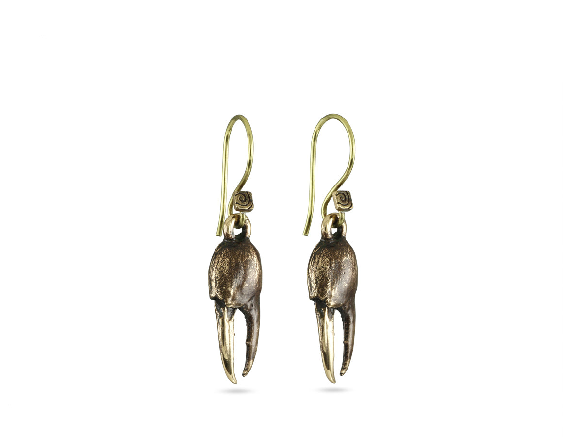 Crab Claw Earrings in Bronze