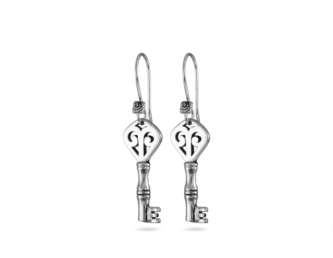 Key Earrings in Silver