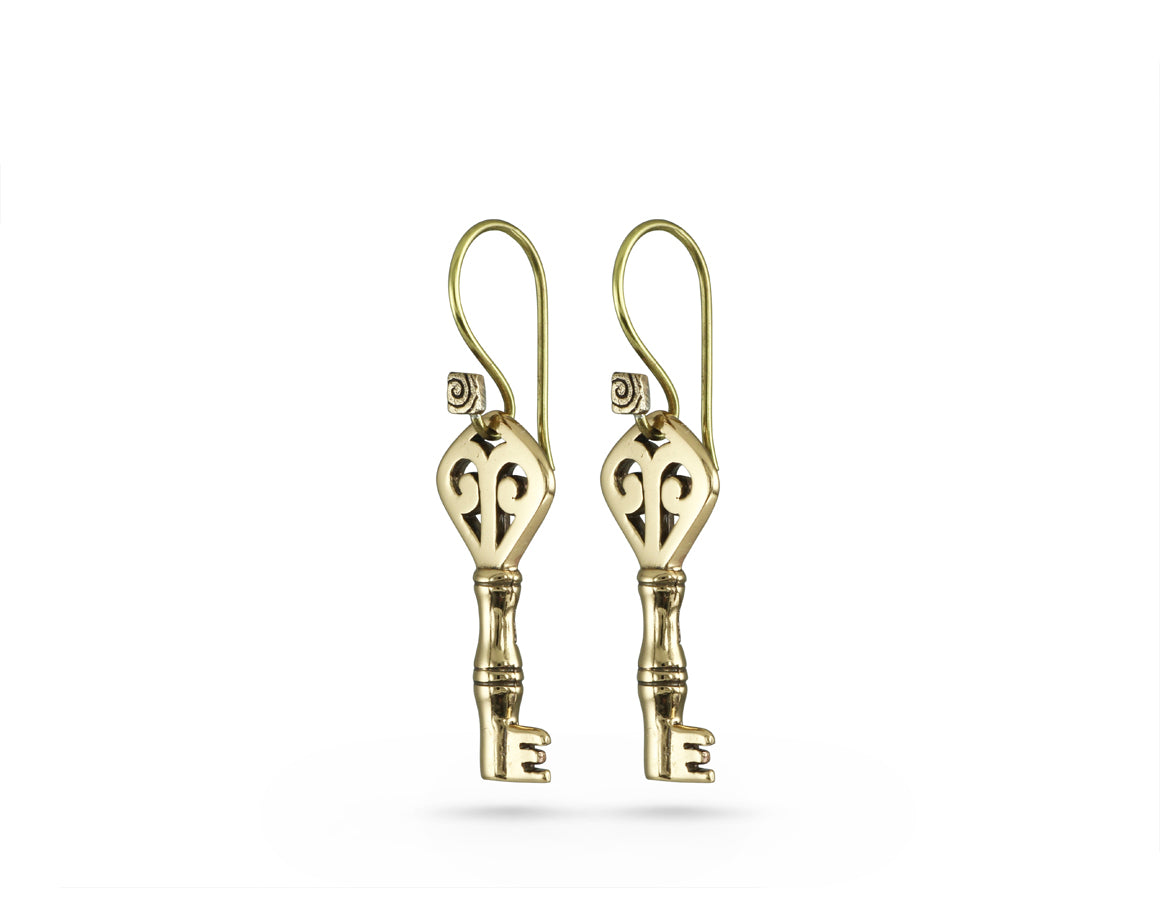 Key Earrings in Bronze