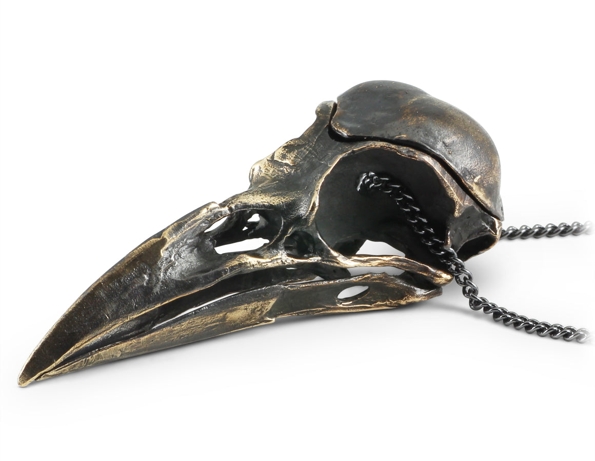 Crow Skull Locket - Bronze