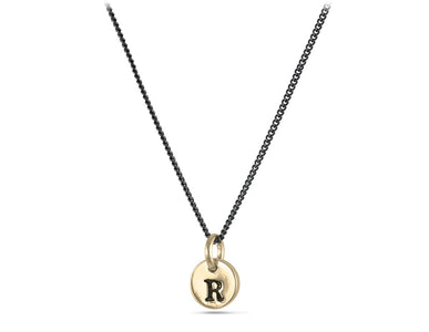 Initial Charm Necklace in Bronze - shown on gunmetal chain