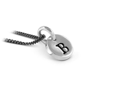 Initial Charm Necklace in Silver - shown on gunmetal chain