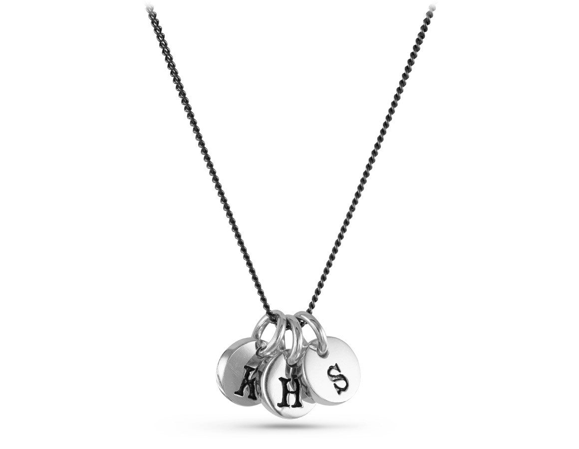 Initial Charm Necklace in Silver - shown on gunmetal chain