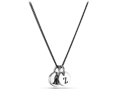 Initial Charm Necklace in Silver - shown on gunmetal chain