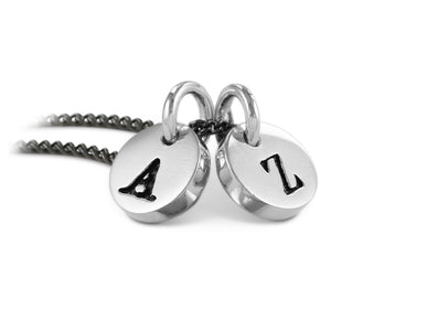 Initial Charm Necklace in Silver - shown on gunmetal chain