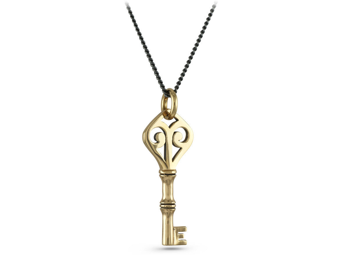 Key Necklace in Bronze - shown on gunmetal chain