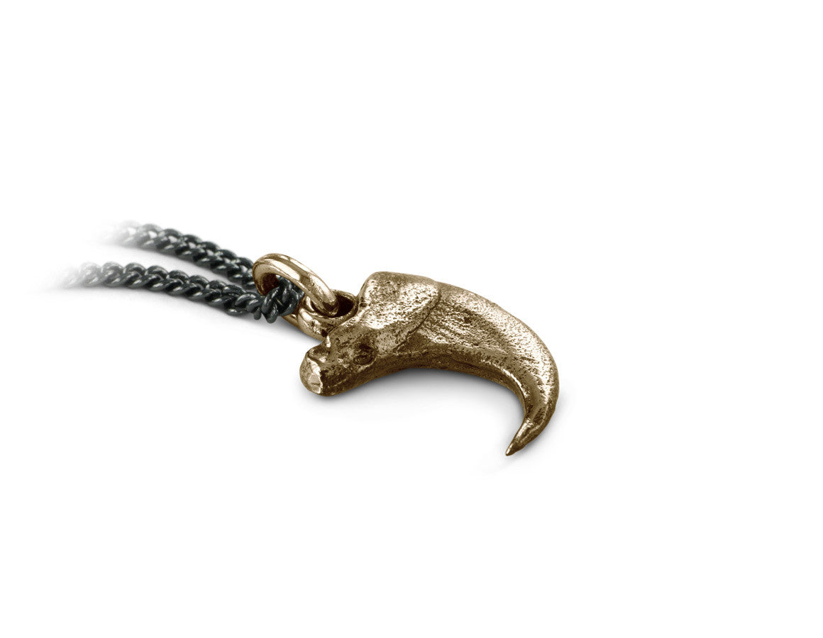 Lynx Claw Necklace in Bronze - shown on gunmetal chain