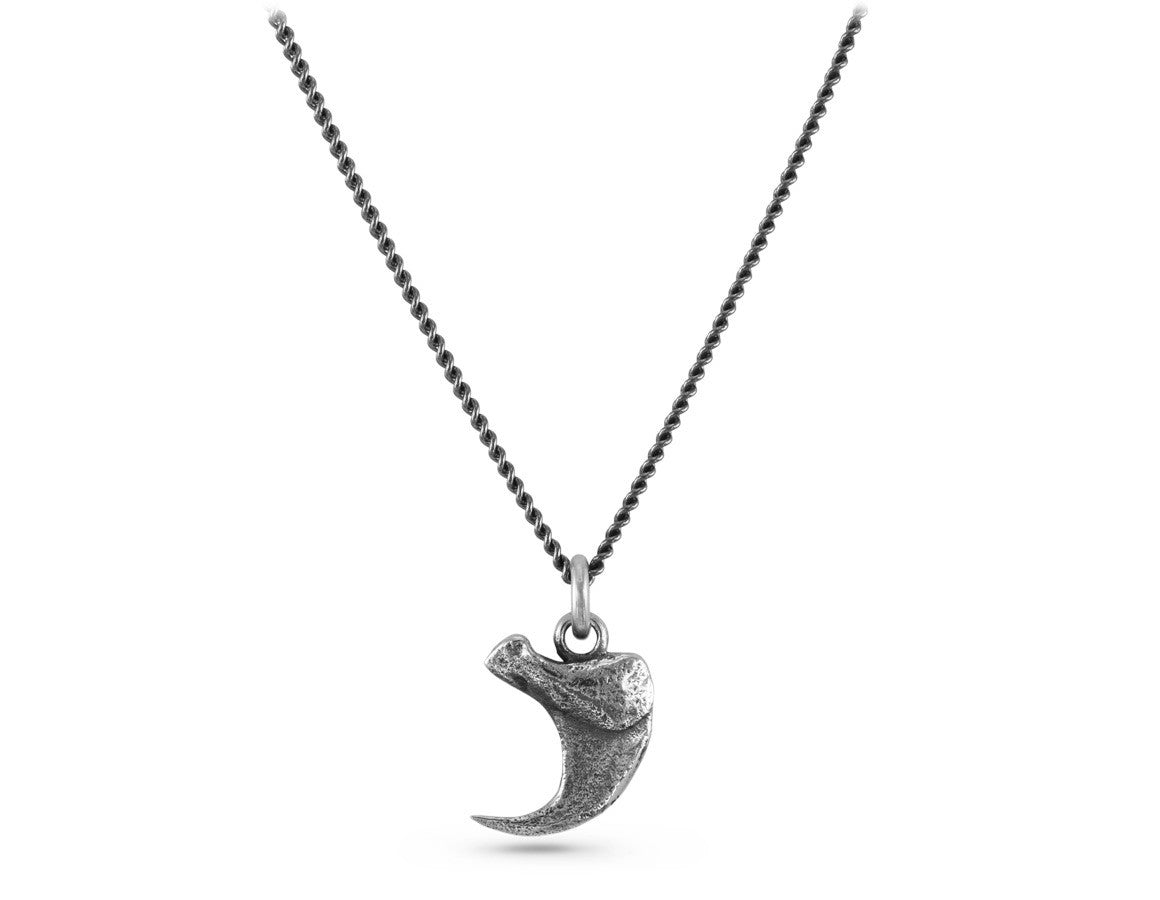 Lynx Claw Necklace in Silver - shown on gunmetal chain