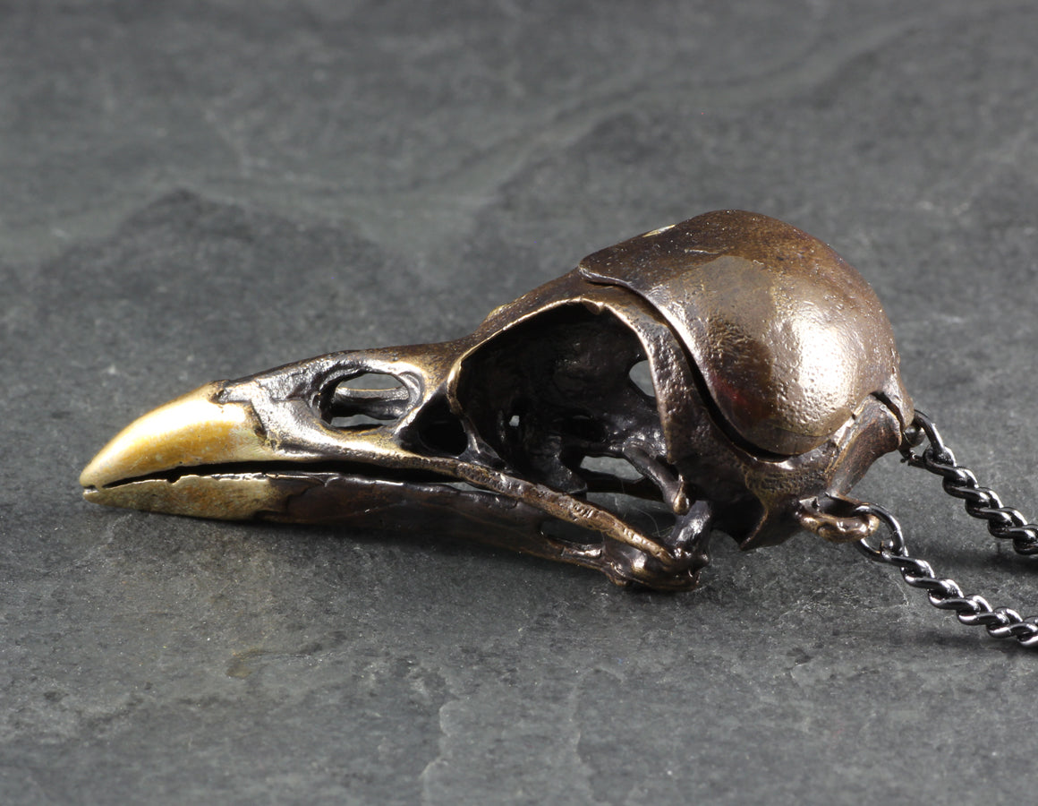 Magpie Skull Locket - Bronze