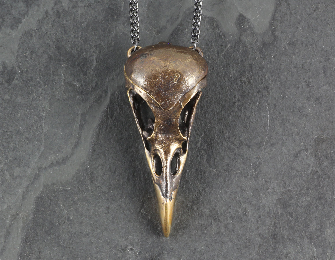 Magpie Skull Locket - Bronze