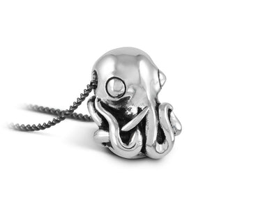 Octopus Necklace in Silver - shown on gunmetal chain