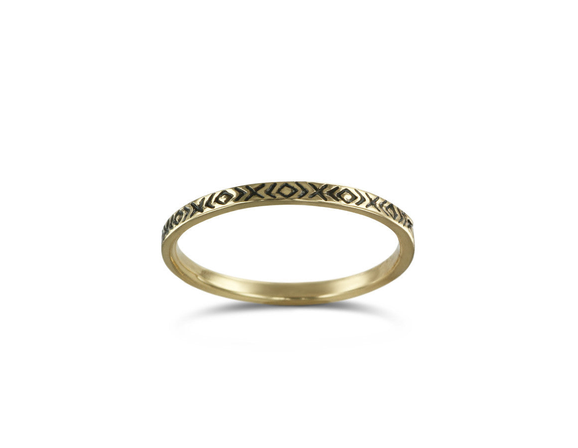 Patterned Stacking Ring in Bronze