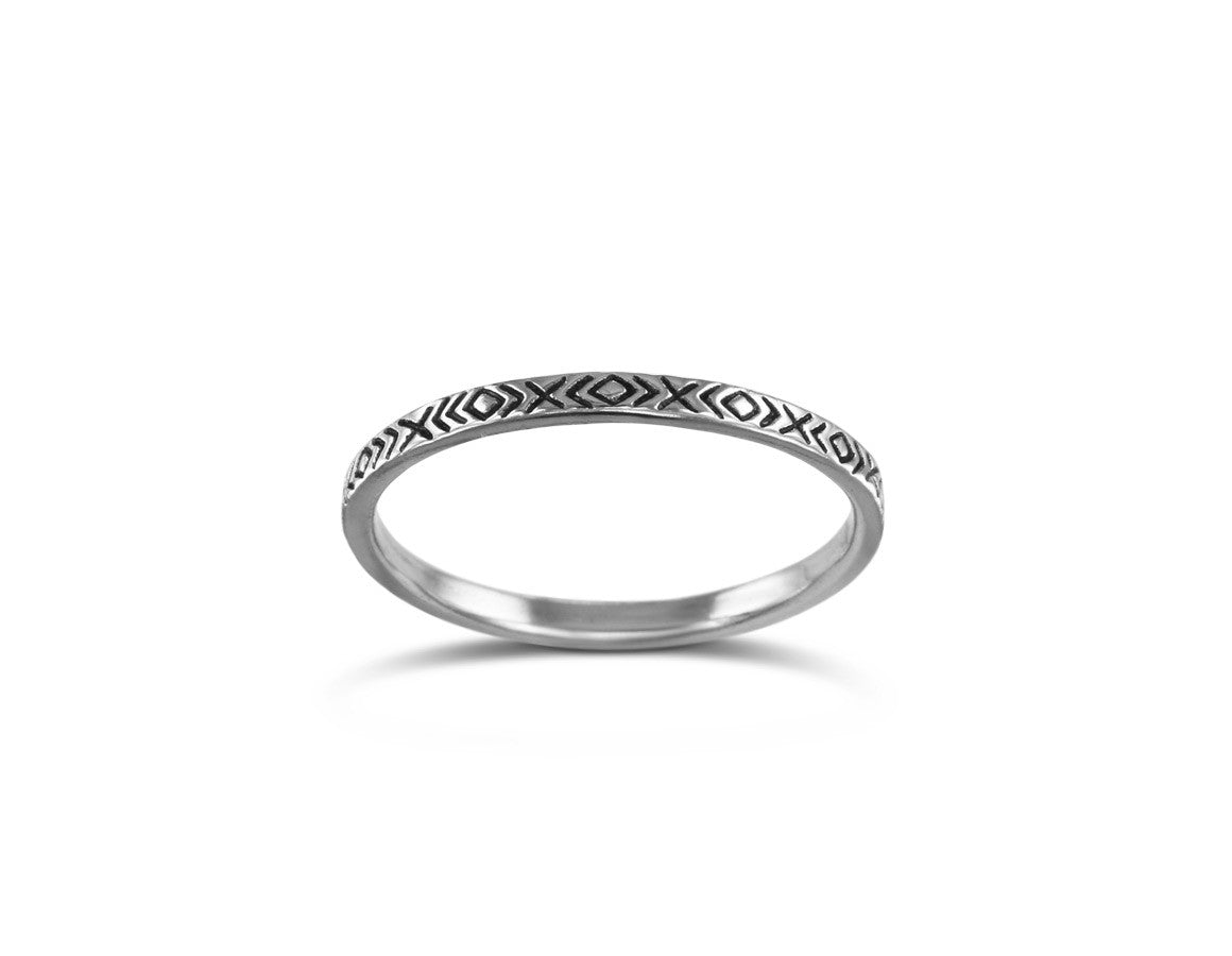 Patterned Stacking Ring in Silver