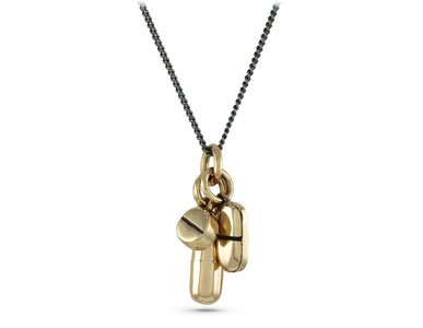 Pills Necklace in Bronze - shown on gunmetal chain