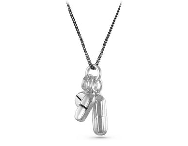 Pills Necklace in Silver - shown on gunmetal chain