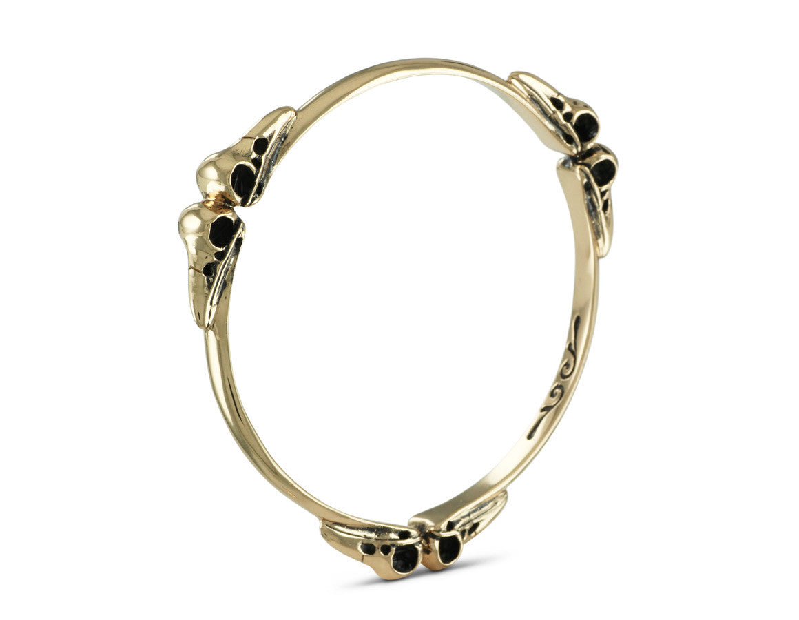 Raven Skull Bangle in Bronze