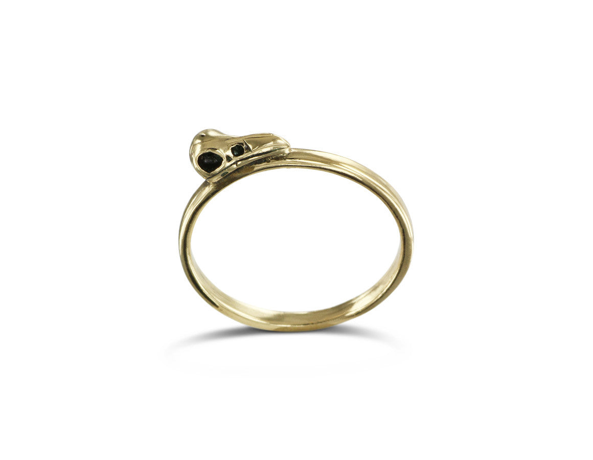 Raven Skull Stacking Ring in Bronze