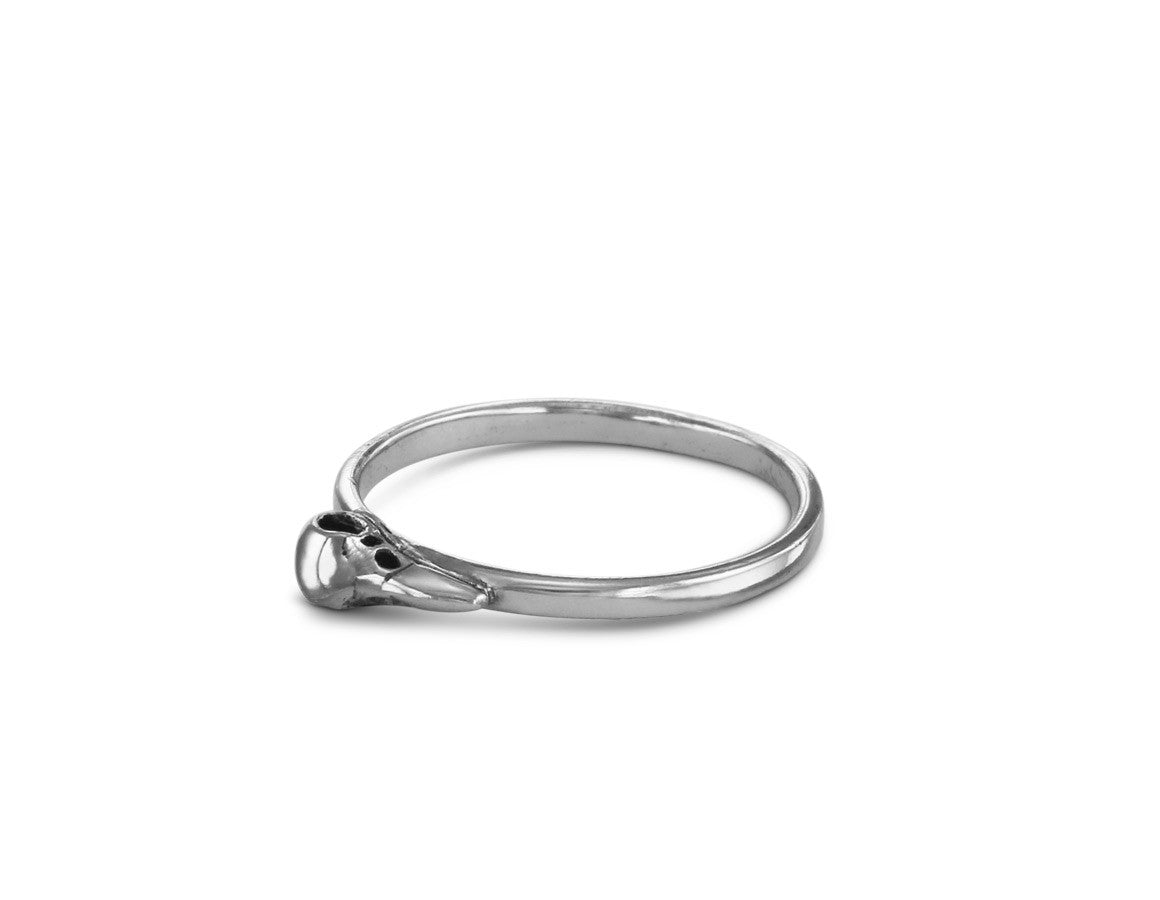 Raven Skull Stacking Ring in Silver