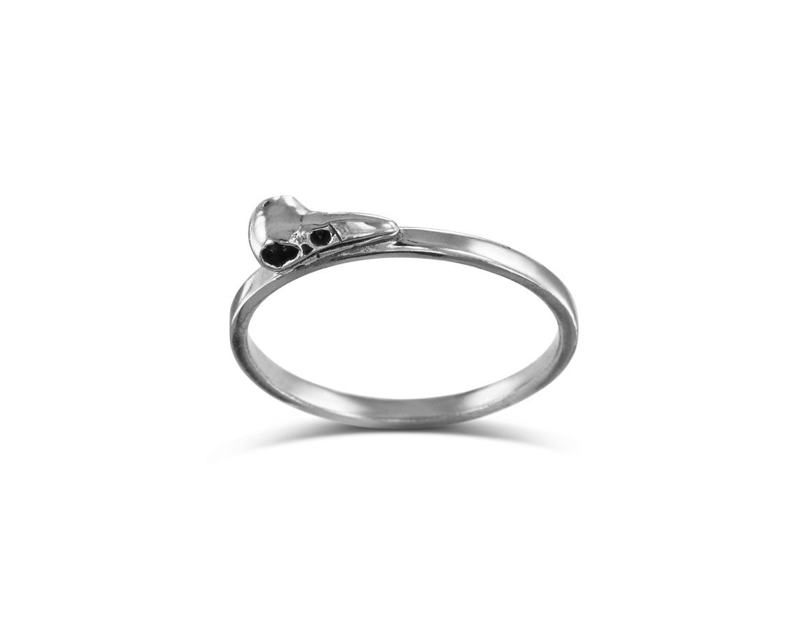 Raven Skull Stacking Ring in Silver