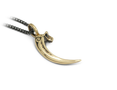 Raven Talon Necklace in Bronze - shown on gunmetal chain