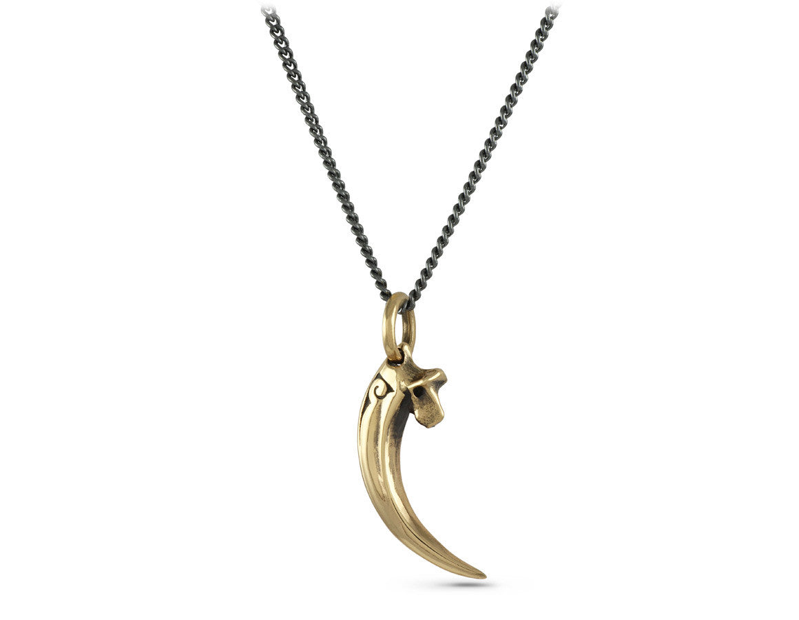 Raven Talon Necklace in Bronze - shown on gunmetal chain