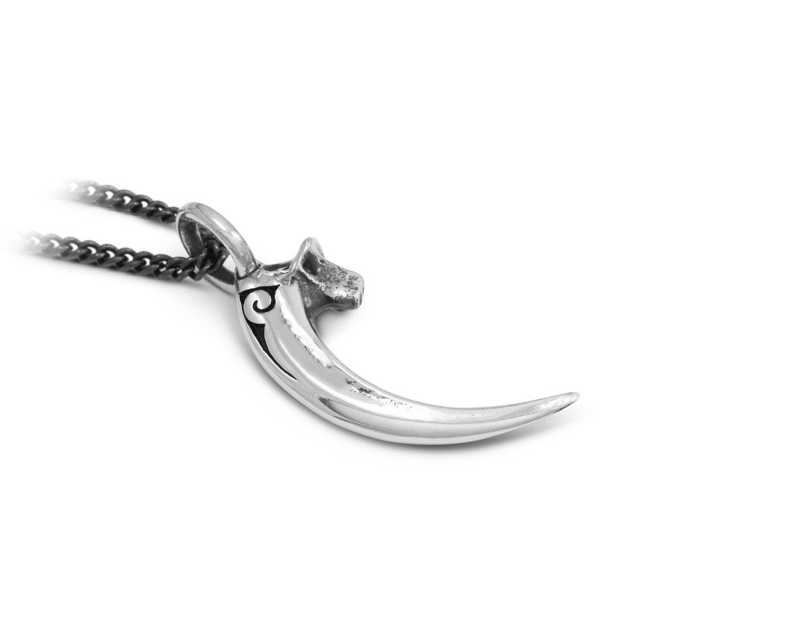 Raven Talon Necklace in Silver - shown on gunmetal chain