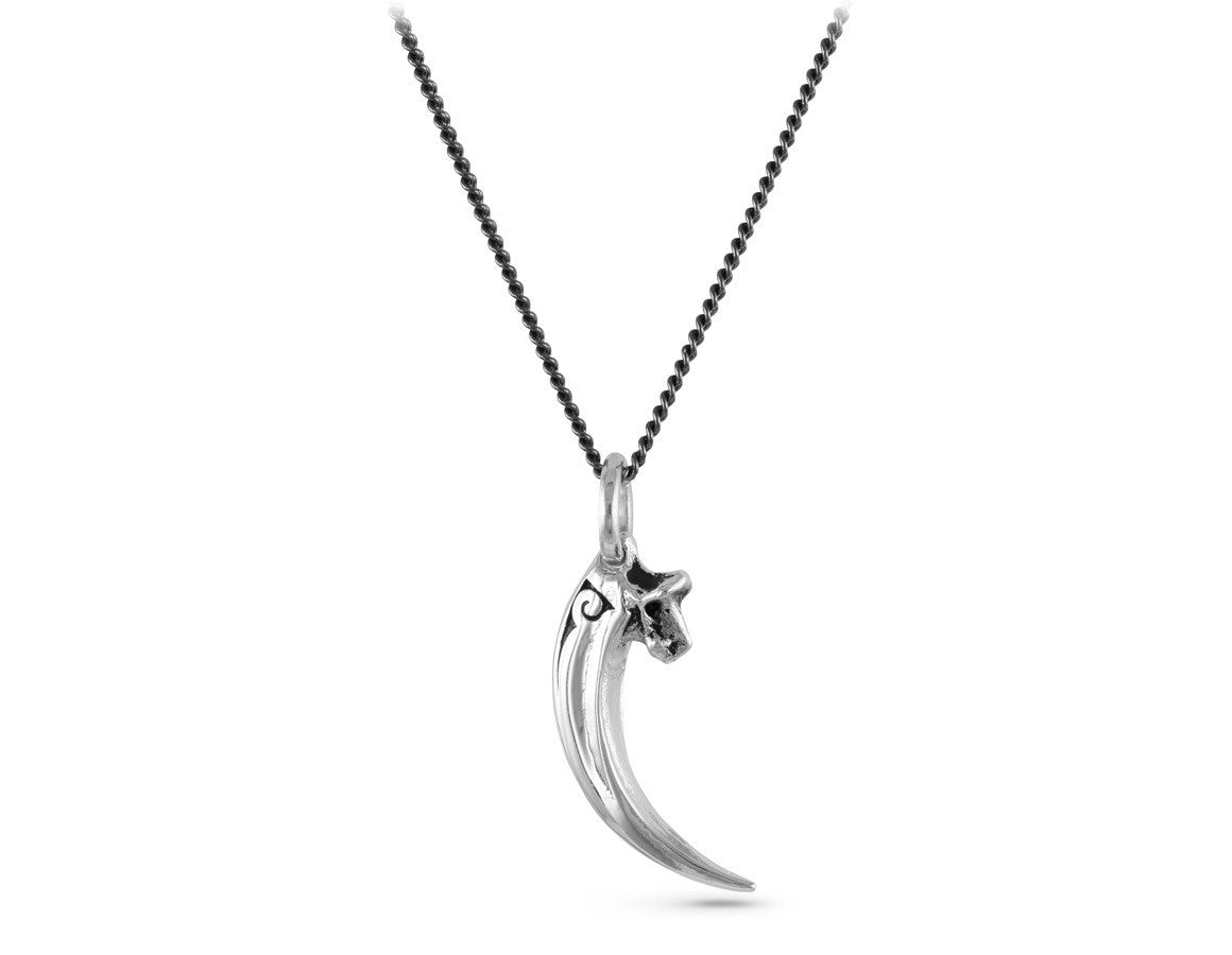 Raven Talon Necklace in Silver - shown on gunmetal chain