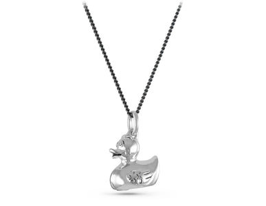 Rubber Duck Necklace in Silver - shown on gunmetal chain