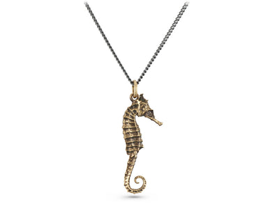 Seahorse Necklace in Bronze - shown on gunmetal chain