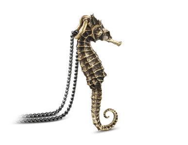 Seahorse Necklace in Bronze - shown on gunmetal chain