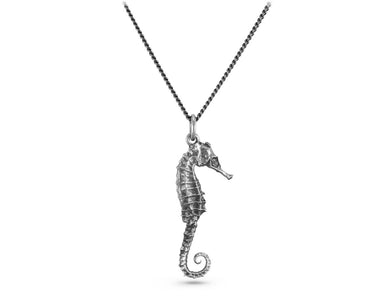 Seahorse Necklace in Silver - shown on gunmetal chain