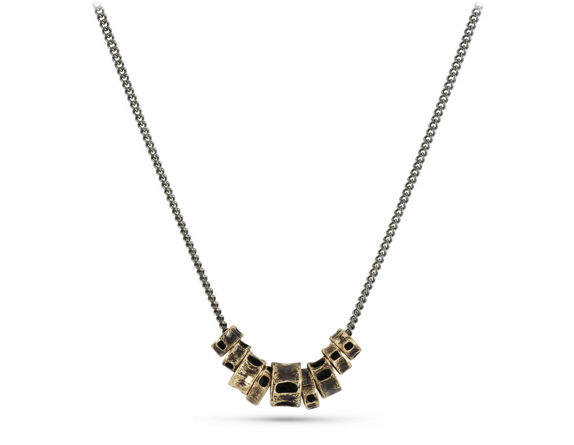 Shark Vertebrae Necklace in Bronze - shown on gunmetal chain