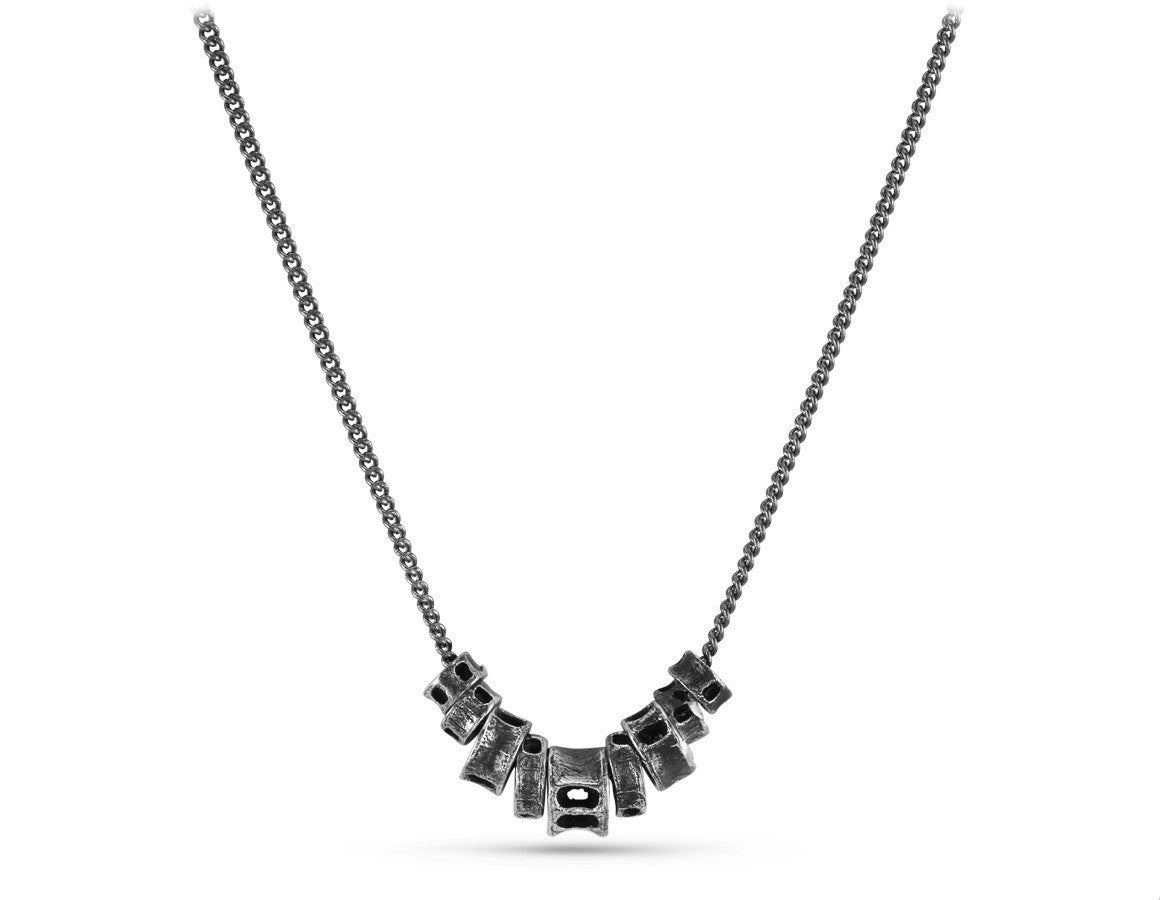 Shark Vertebrae Necklace in Silver - shown on gunmetal chain