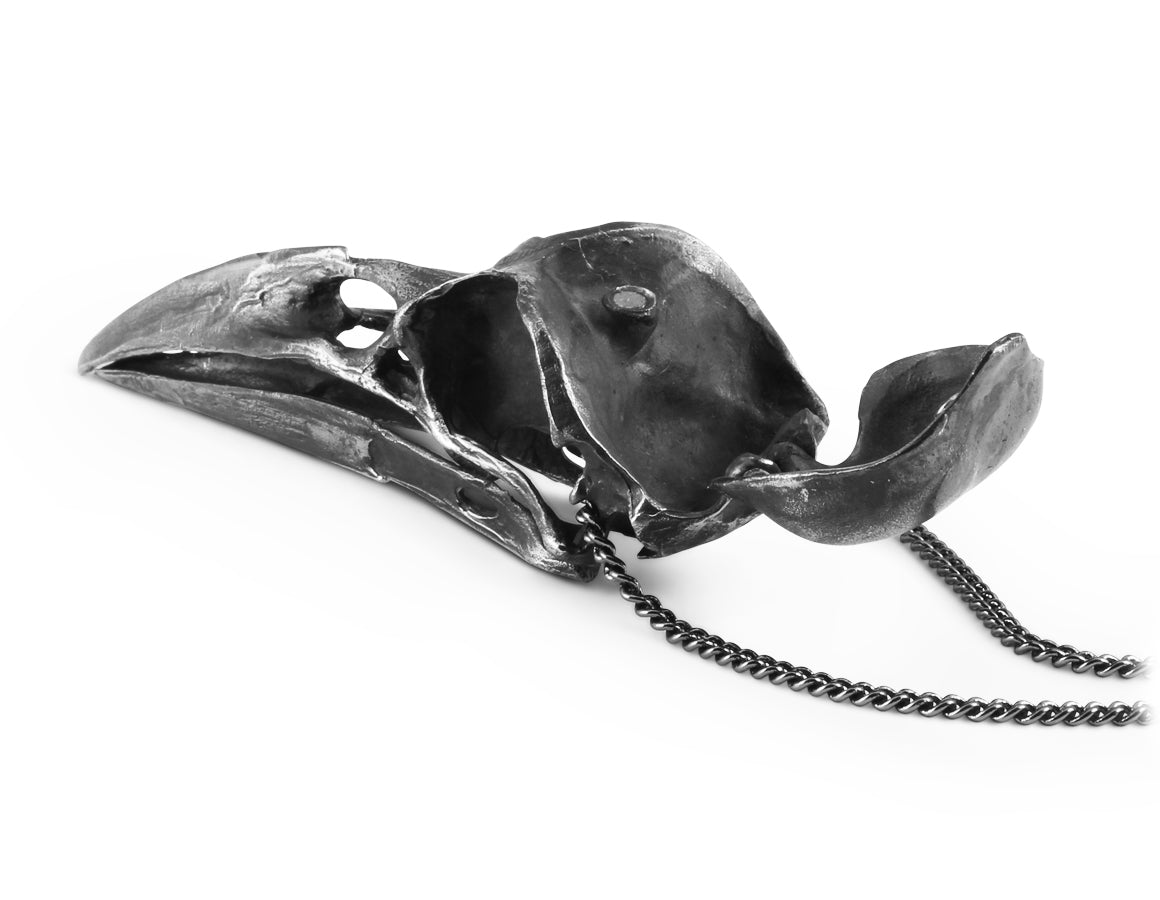 Crow Skull Locket - Silver