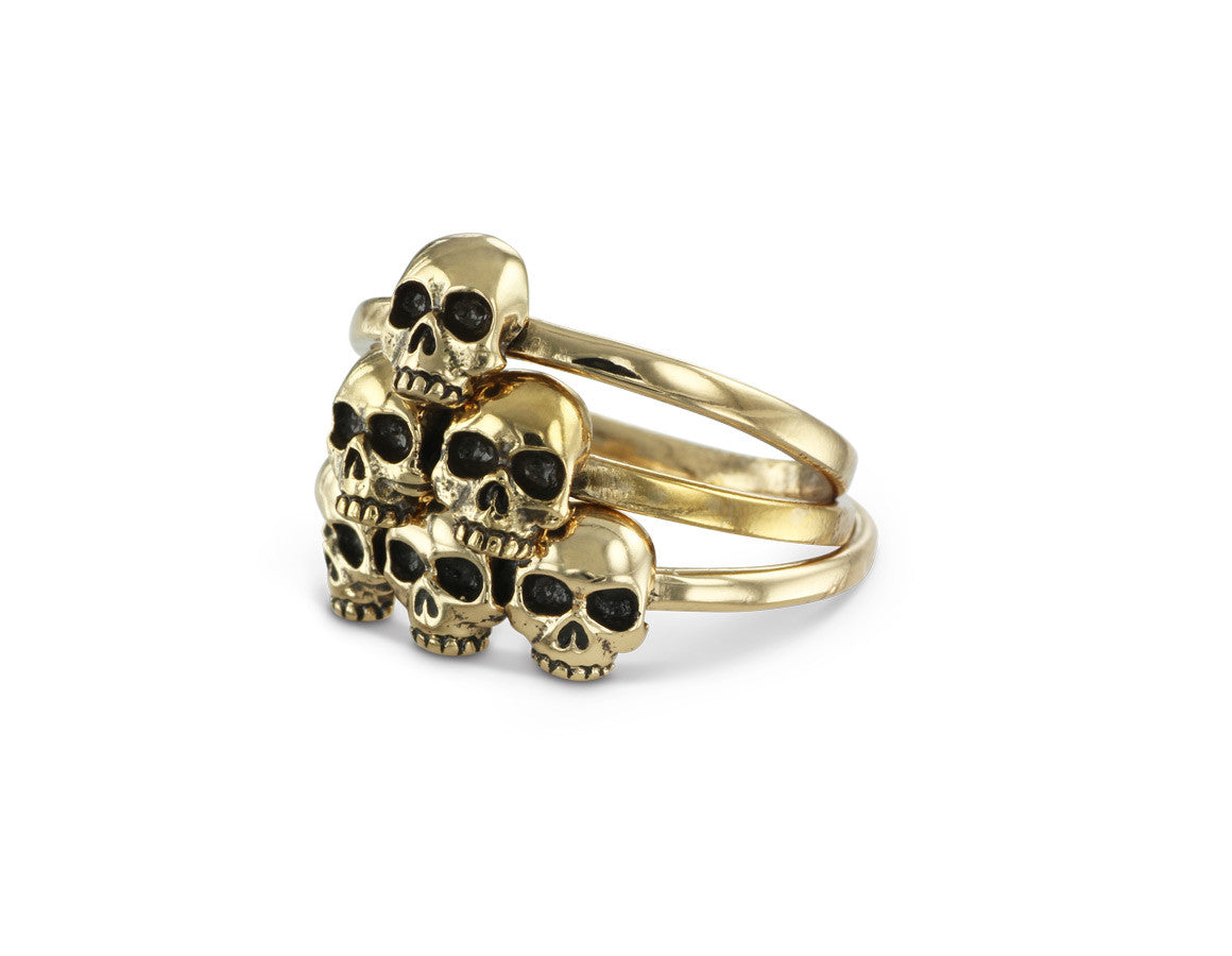 Skull Pyramid Stacking Rings in Bronze