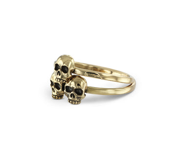 Skull Pile Stacking Rings in Bronze