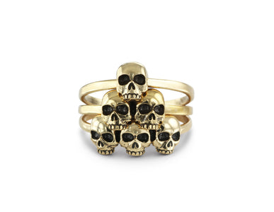 Skull Pyramid Stacking Rings in Silver