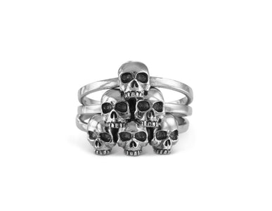 Skull Pyramid Stacking Rings in Silver