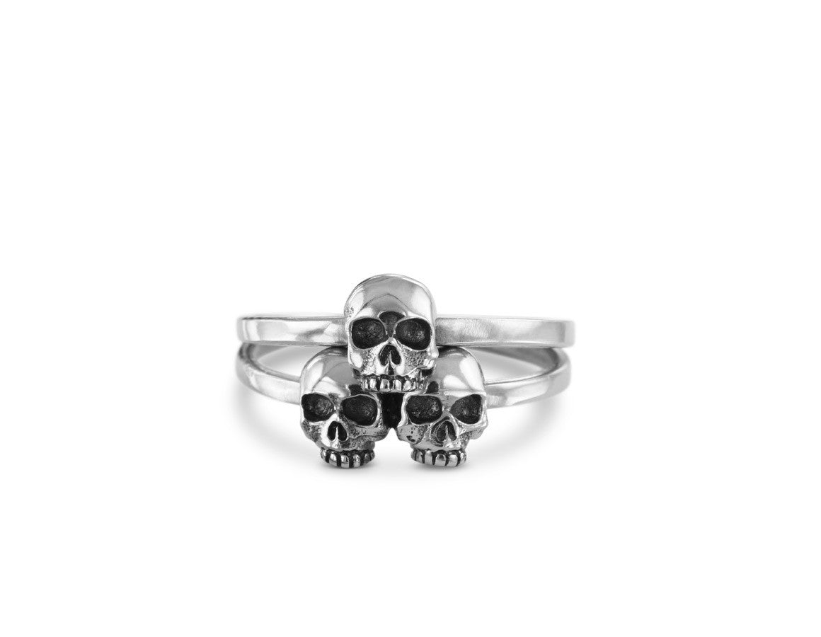 Skull Pile Stacking Rings in Silver