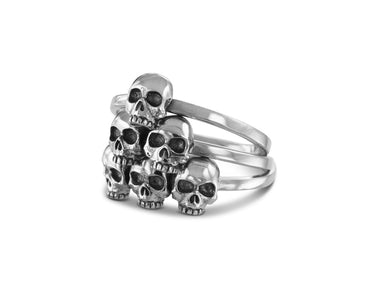 Skull Pyramid Stacking Rings in Silver