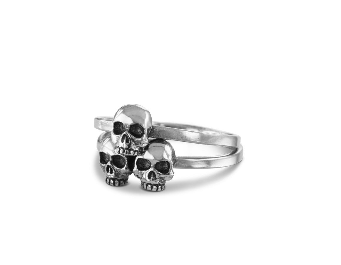 Skull Pile Stacking Rings in Silver