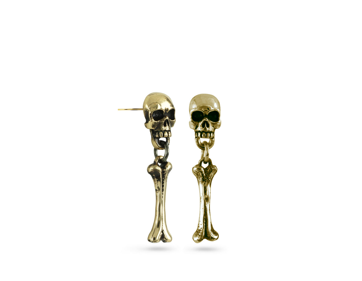 Skull & Bone Earrings in Bronze