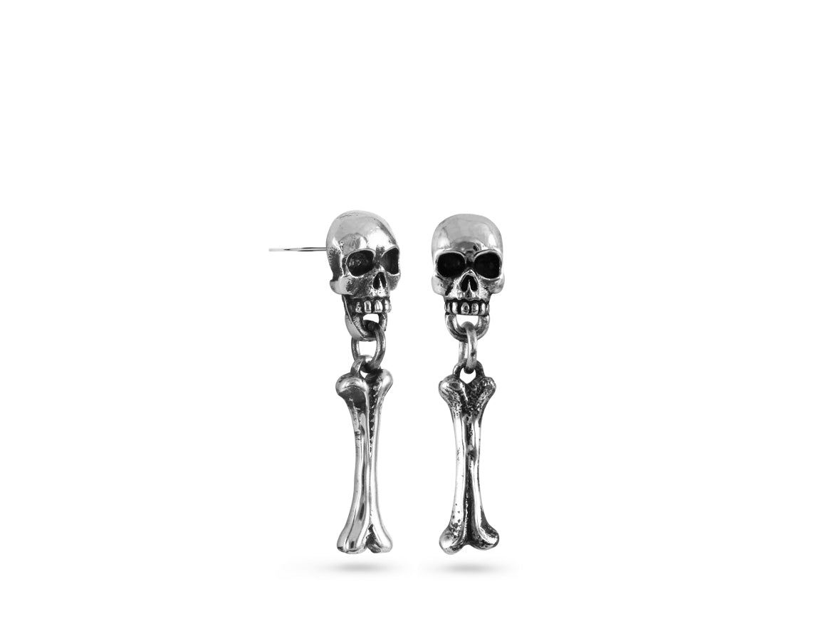 Skull & Bone Earrings in Silver