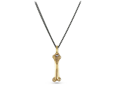 Small Bone Necklace in Bronze - shown on gunmetal chain