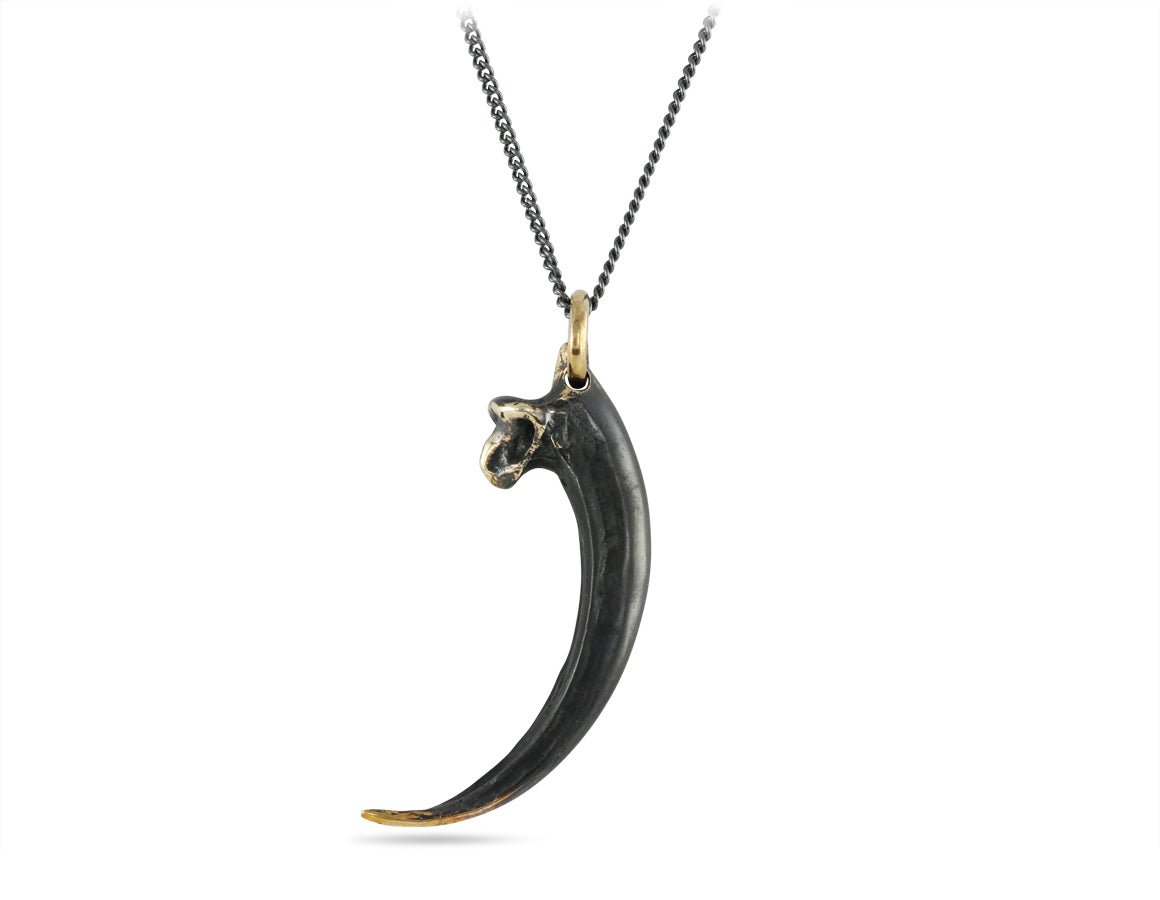 Black Golden Eagle Talon Necklace in Bronze - shown on gunmetal chain