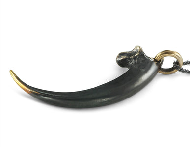 Black Golden Eagle Talon Necklace in Bronze - shown on gunmetal chain