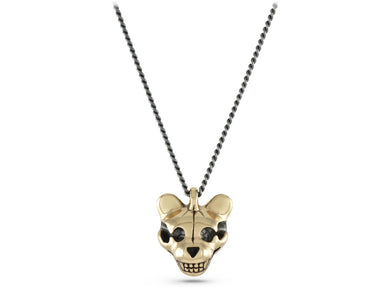 Teddy Bear Skull Necklace in Bronze - shown on gunmetal chain